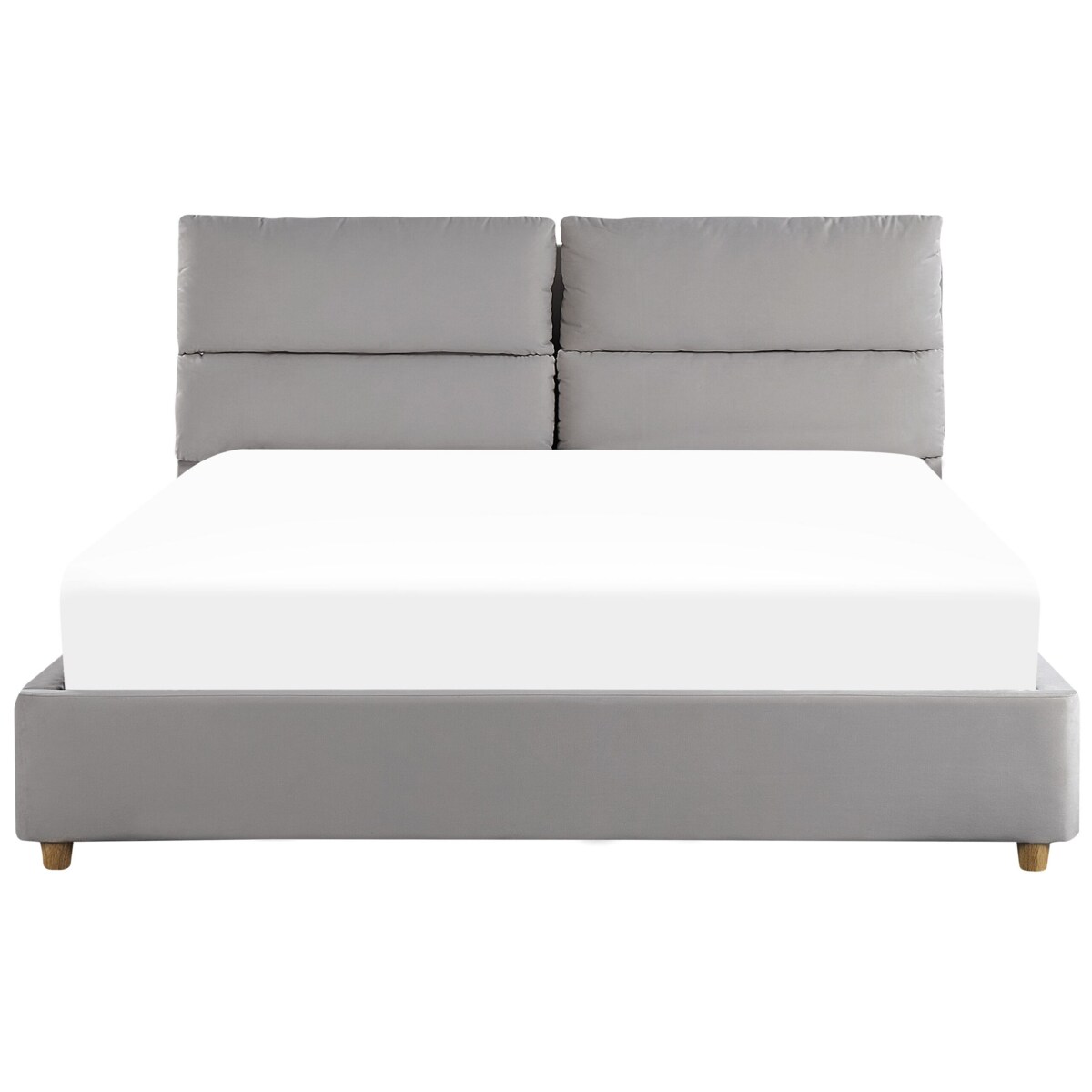 Łóżko z pojemnikiem welurowe 160 x 200 cm jasnoszare BATILLY