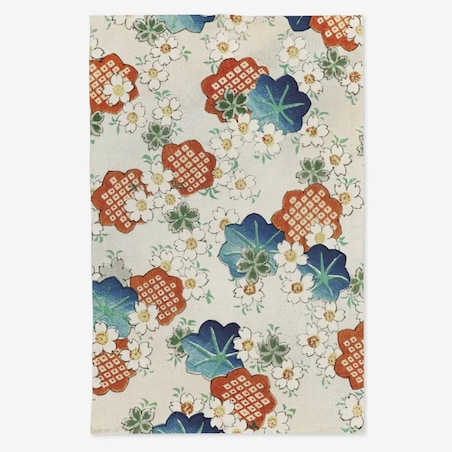 Lniany ręcznik kuchenny - japońskie kwiaty