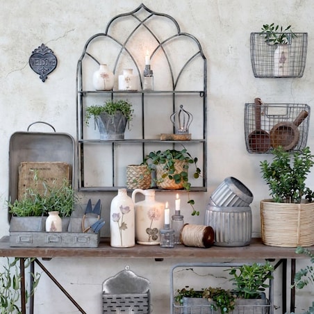Półka ścienna metal 3-poziomowa postarzana 68,5 cm