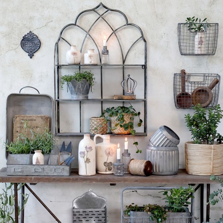 Półka ścienna metal 3-poziomowa postarzana 68,5 cm