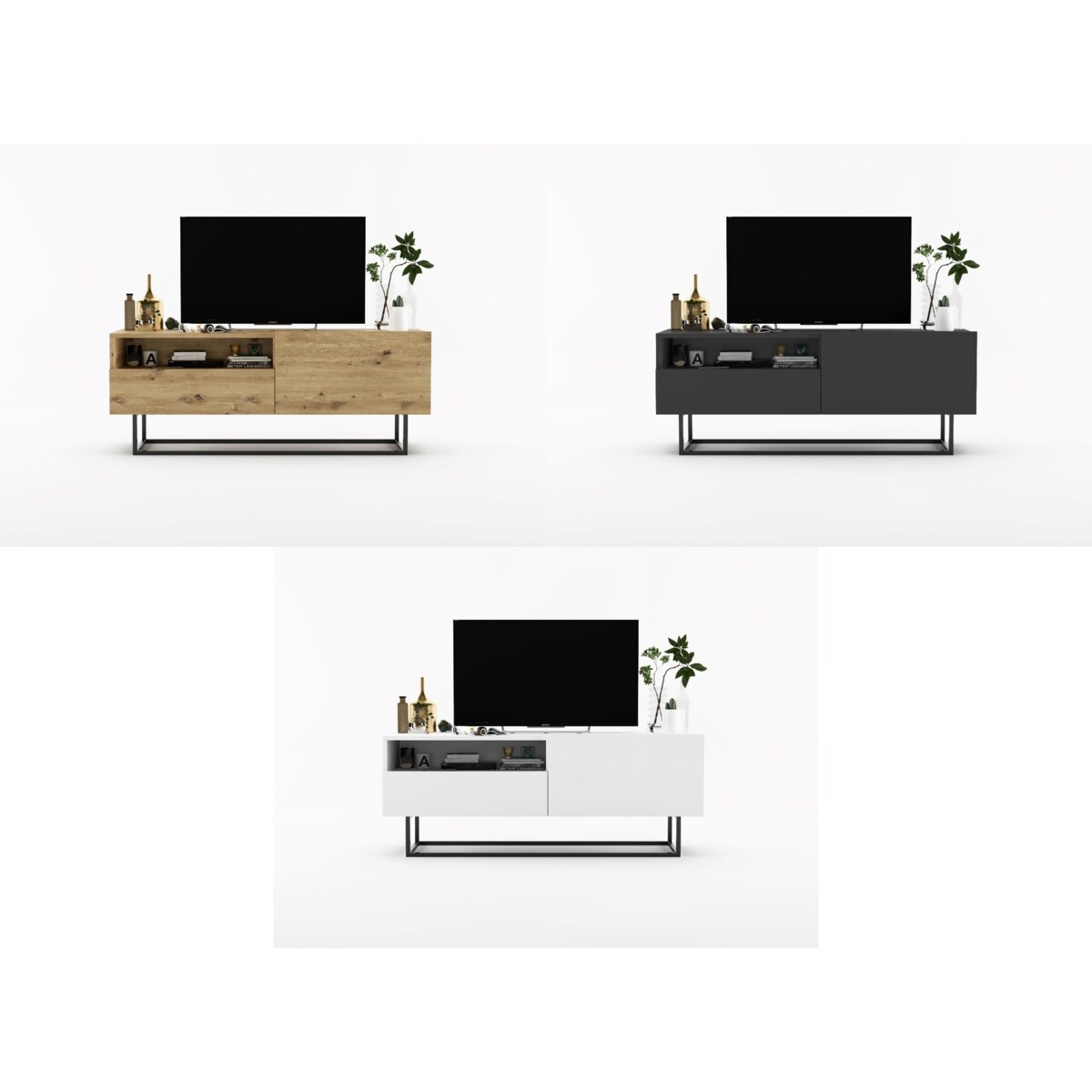 Szafka RTV Loft Industrialna Komoda RTV Szuflada Dąb Artisan Mat 120 cm