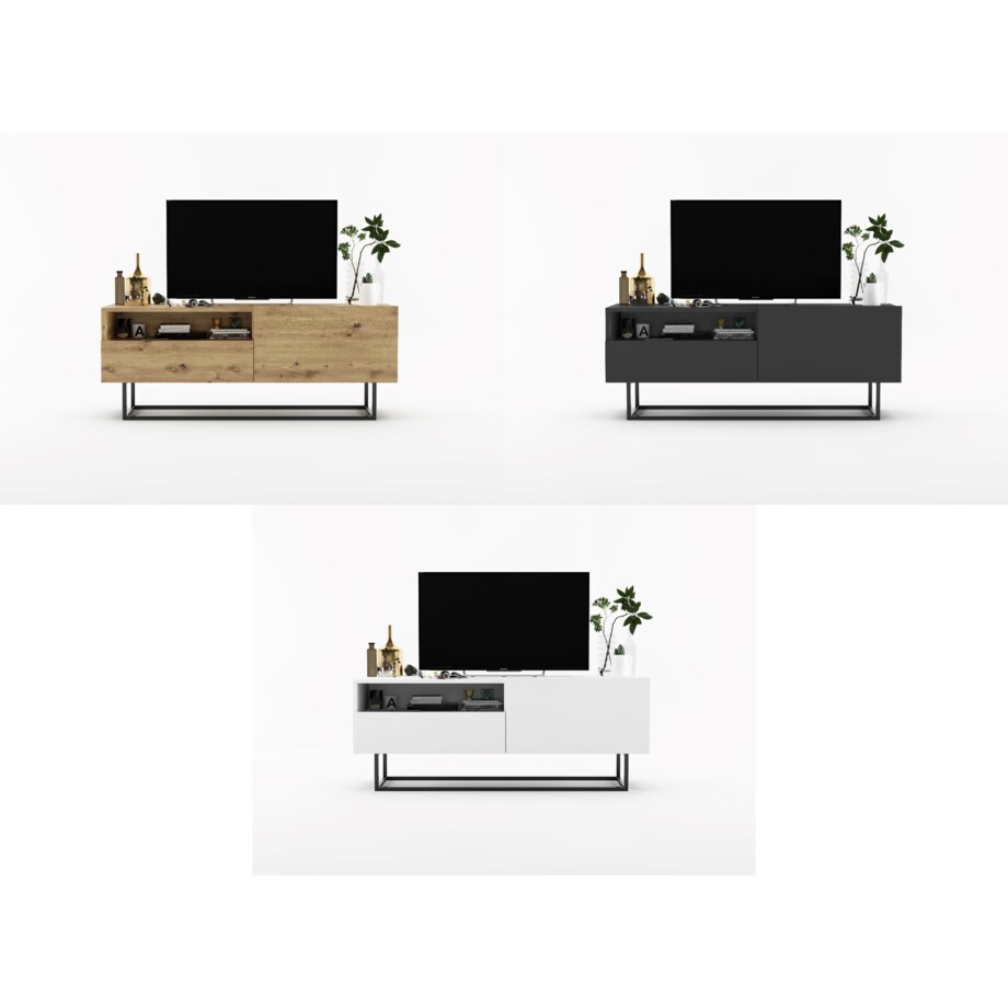 Szafka RTV Loft Industrialna Komoda RTV Szuflada Dąb Artisan Mat 120 cm