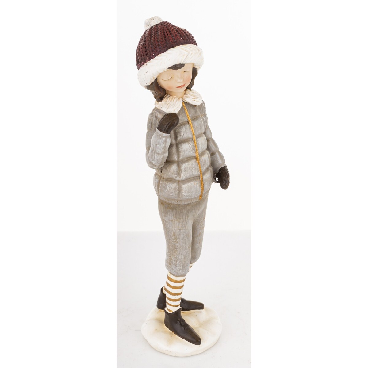 Figurka - Zimowa dziewczynka 18x4,5x4,5 cm TOSIA w popielatym stroju