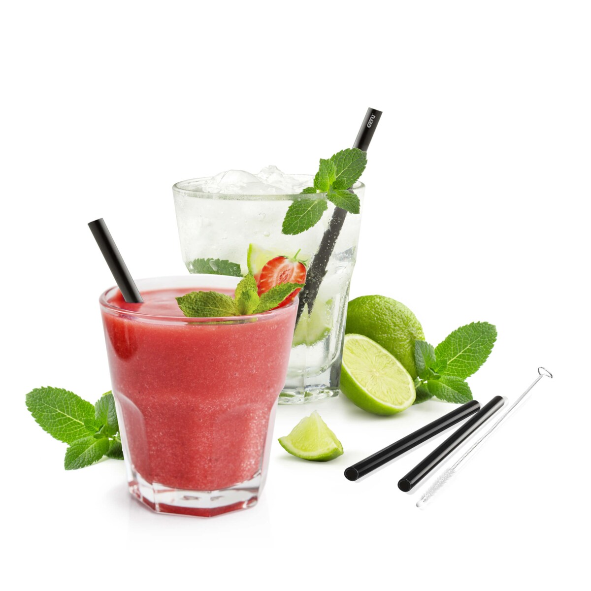 Zestaw 4 czarnych szklanych słomek FUTURE 13 cm