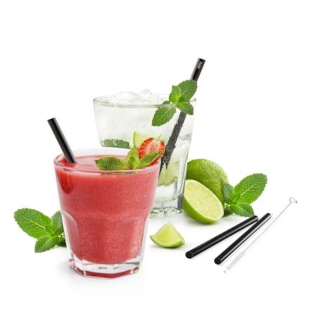 Zestaw 4 czarnych szklanych słomek FUTURE 13 cm