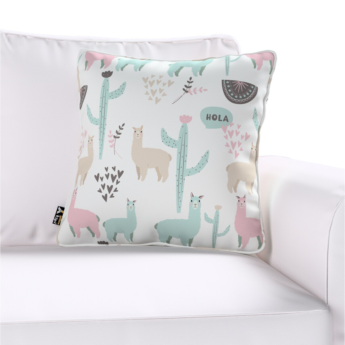 Poszewka Lola 45x45 pastelowe lamy na jasnoszarym tle