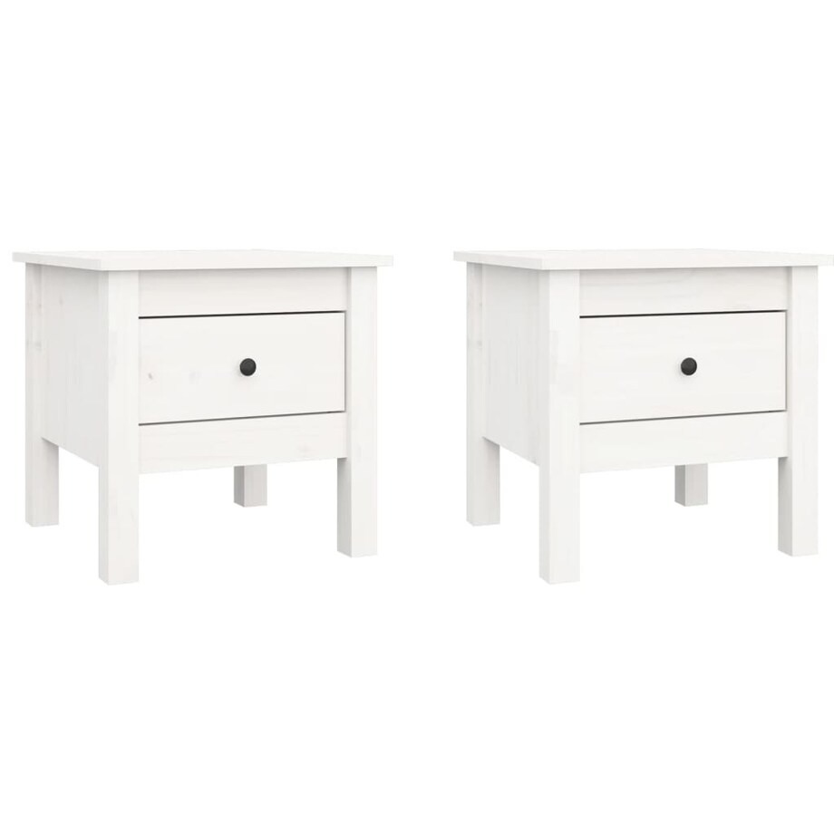 vidaXL Stoliki boczne, 2 szt., białe, 40x40x39 cm, lite drewno sosnowe