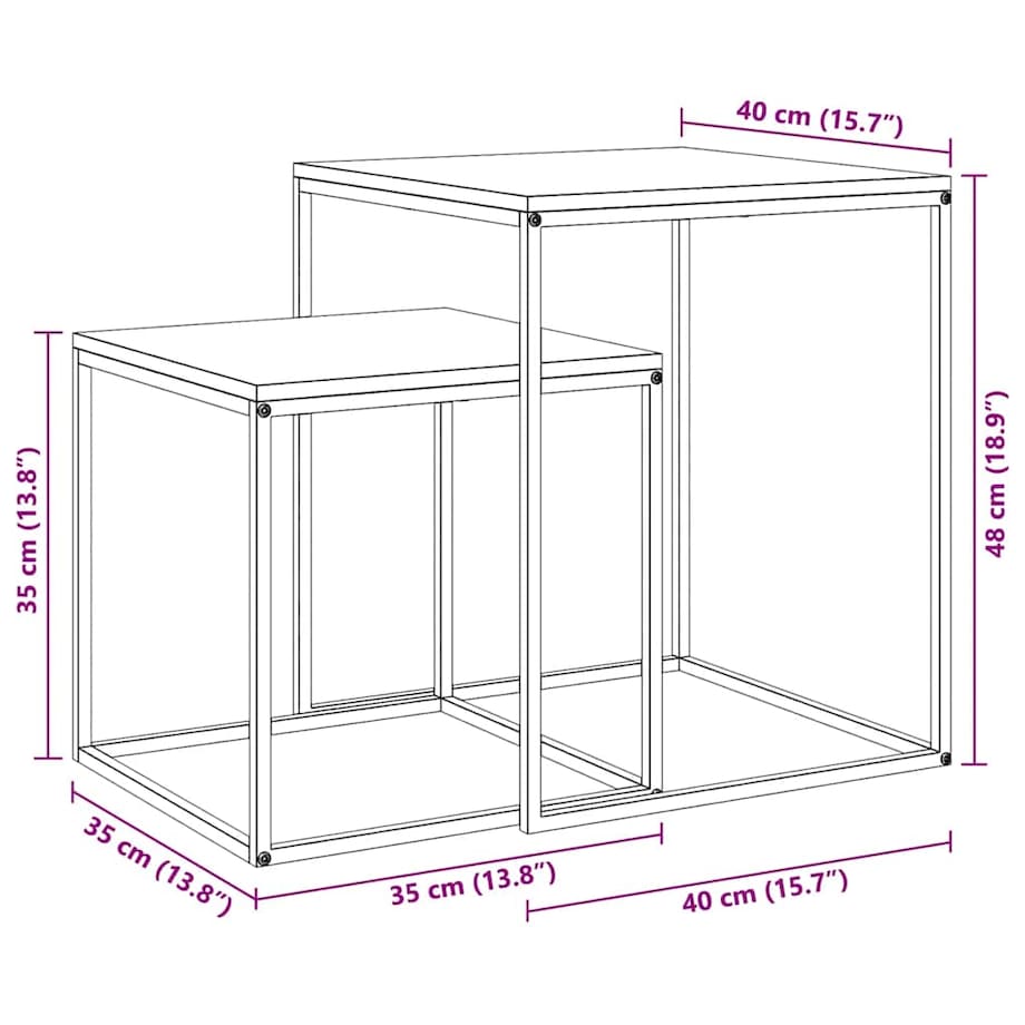 vidaXL Zestaw stolików kawowych, 2 szt., materiał drewnopochodny/metal