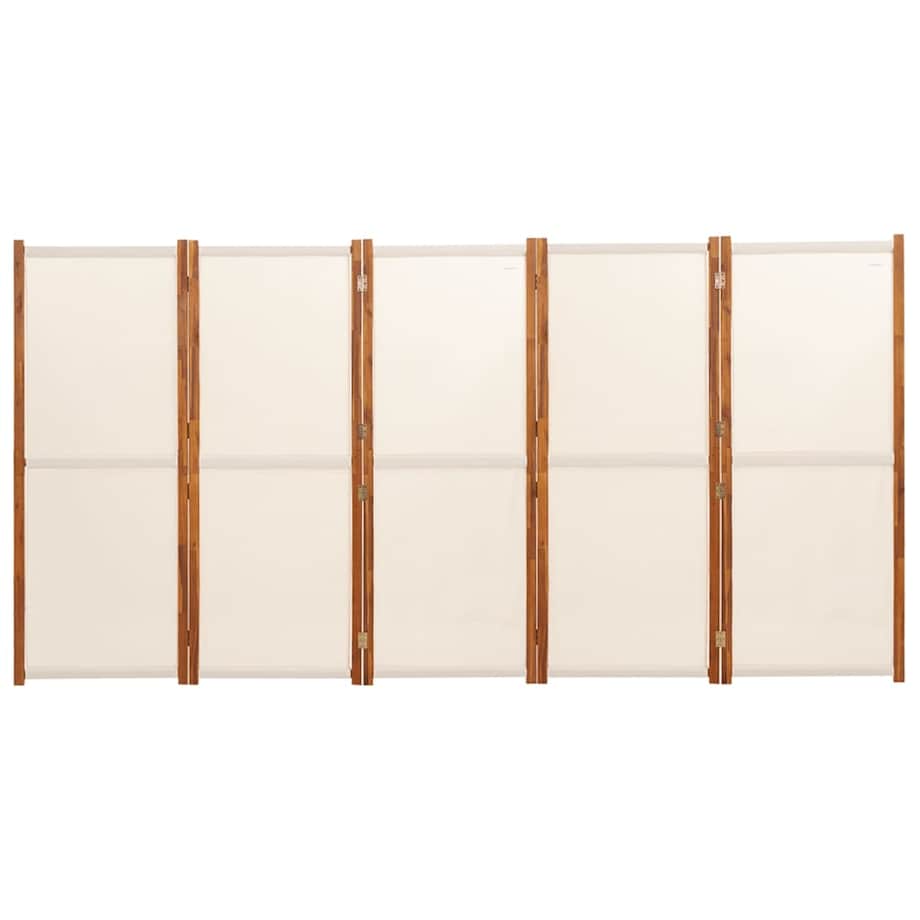 vidaXL Parawan 5-panelowy, kremowy, 350 x 180 cm