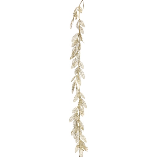 Girlanda ze złotych liści z brokatem, 180 cm, tworzywo sztuczne