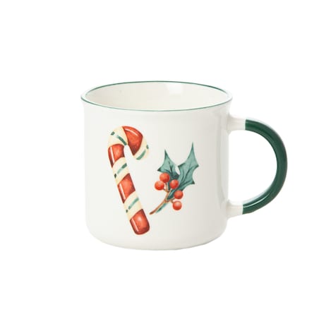 Kubek Świąteczny Ceramiczny Na Prezent 300 Ml Boże Narodzenie Mikołaj Lizak Zestaw 2 Szt