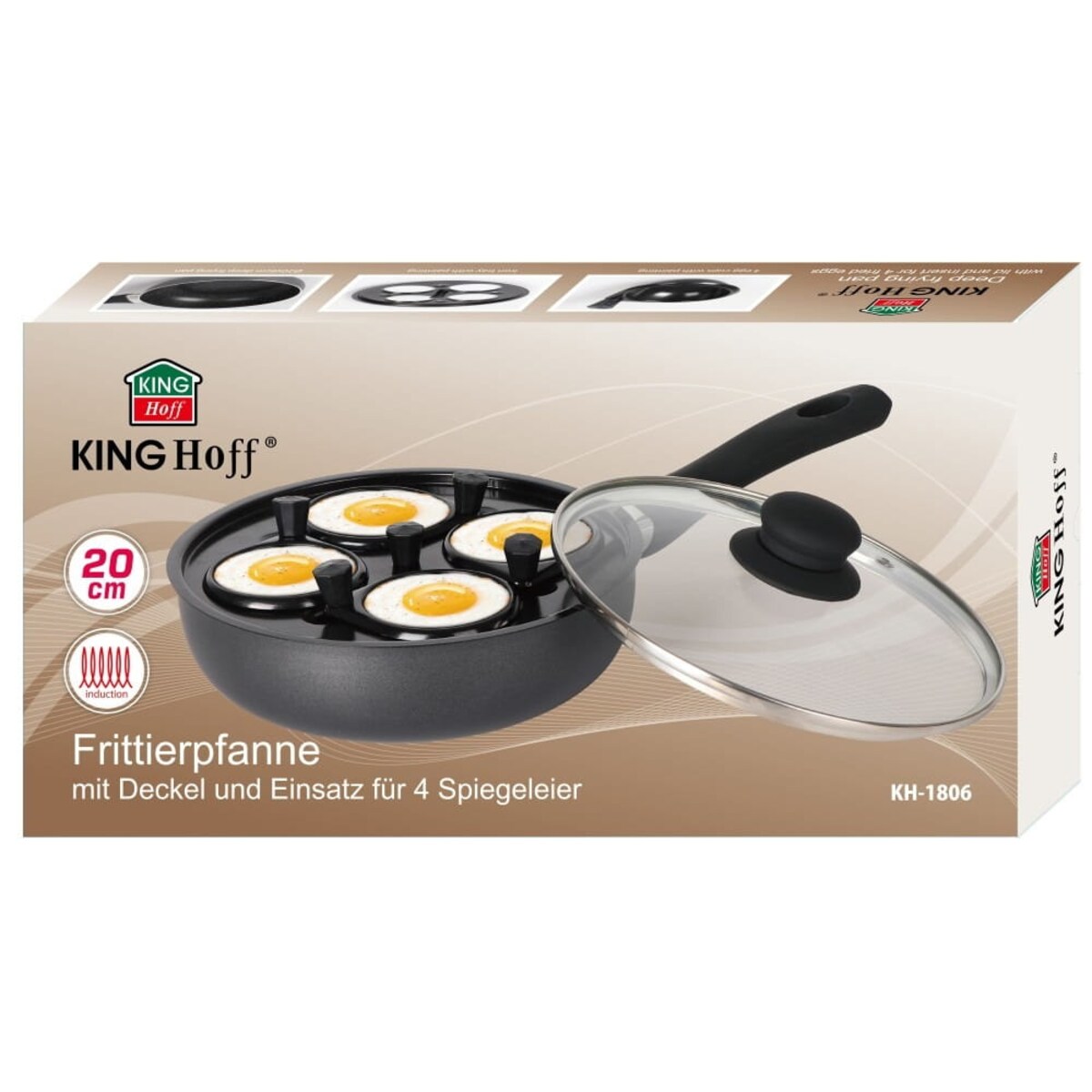 Patelnia Z powłoką marmurową z wkładem do jajek 20cm KINGHOFF