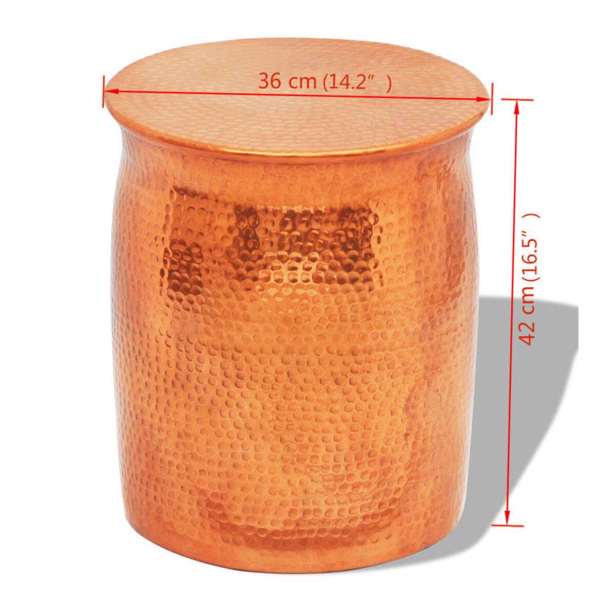 vidaXL Stolik kawowy/stołek z młotkowanego aluminium, kolor mosiądzu