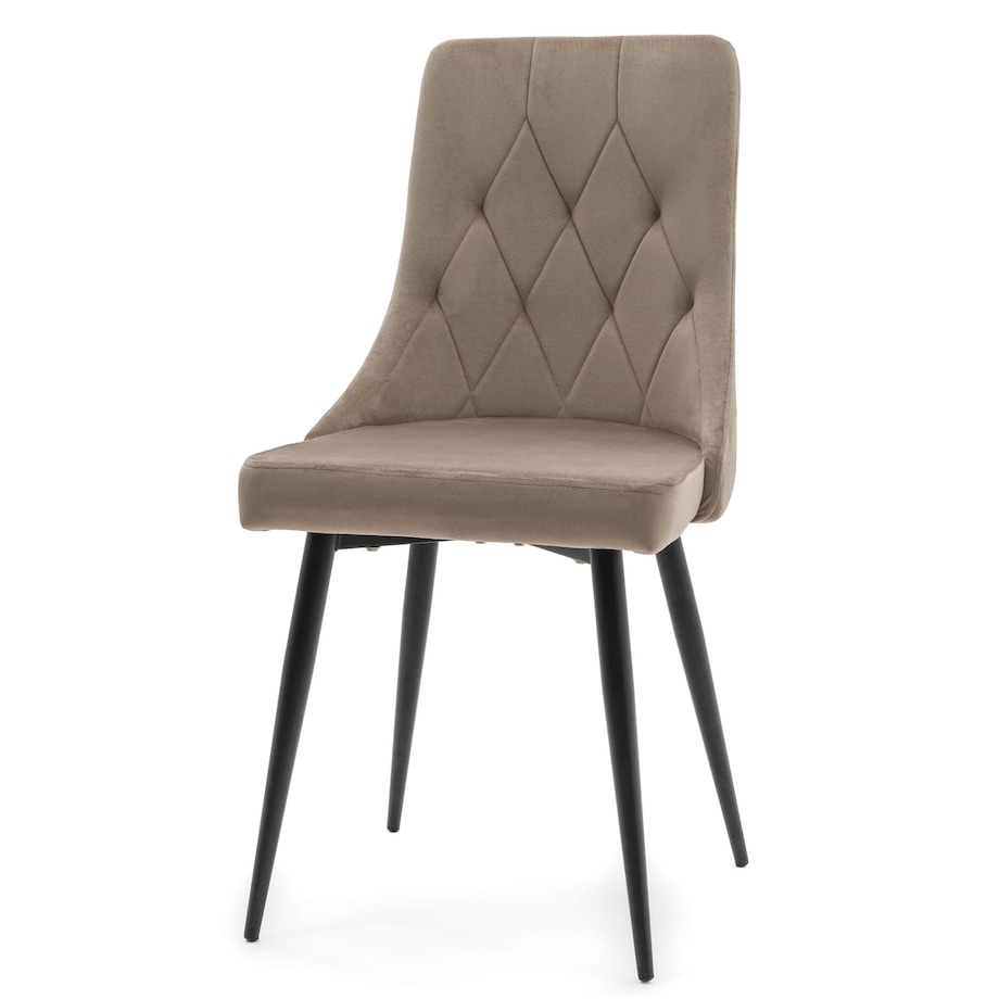 Krzesło tapicerowane welurowe do salonu jadalni CAREN ciemnobeżowe