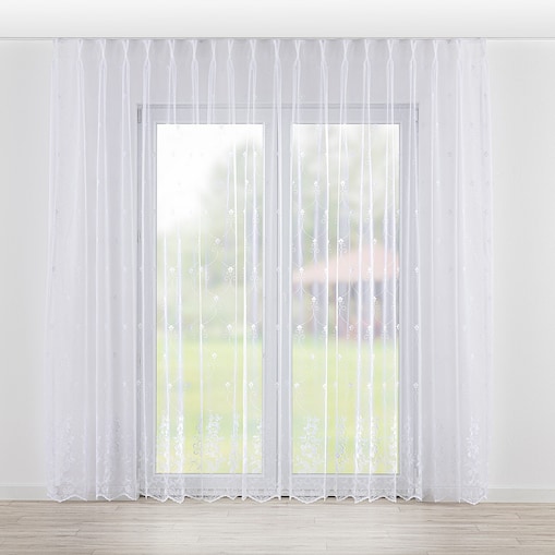 Firana na haczykach flex podwójnych 300x245 biały ze wzorem