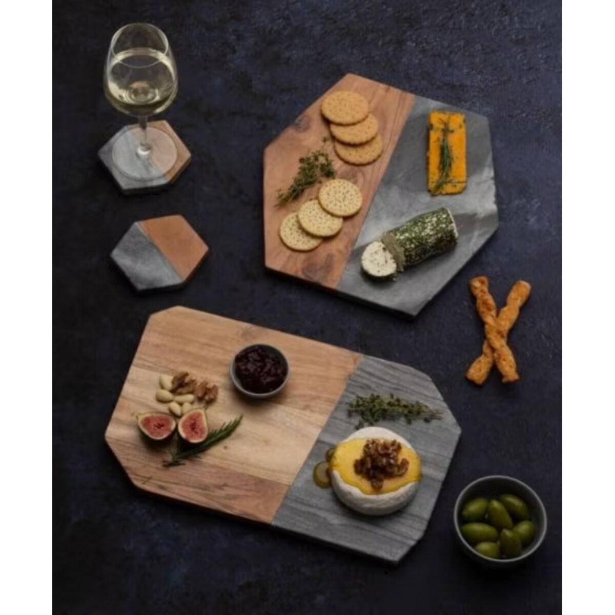 Deska sześciokątna marmur/drewno Elements, Typhoon