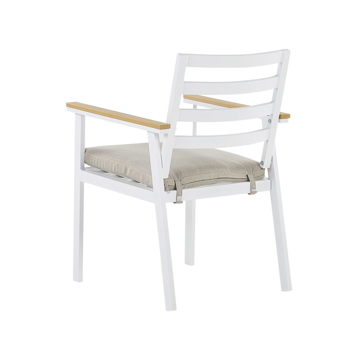 Zestaw ogrodowy stół i 4 krzesła biały z poduszkami beżowymi CAVOLI