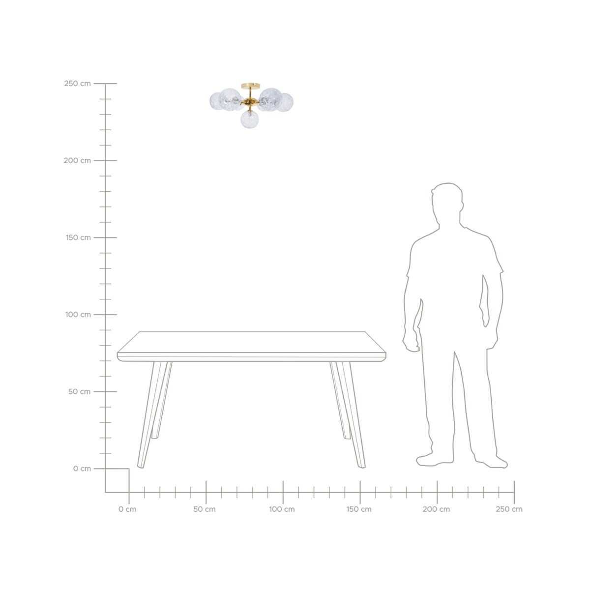 Lampa 7-punktowa szklana niebieska ANADYR