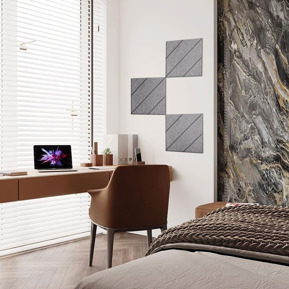 Zestaw 2 szt panel filcowy Felly 40x40 cm płytka kwadrat szary