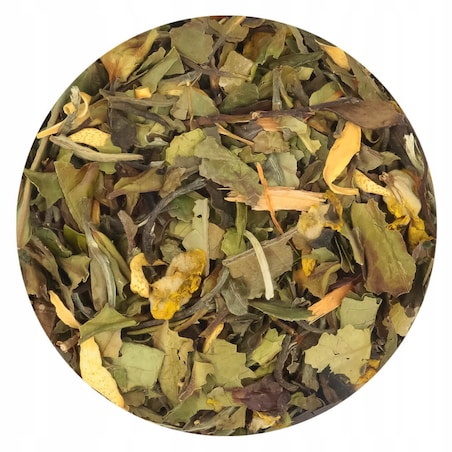 Herbata biała BIAŁA DAMA o smaku mocno pobudzających owoców tropikalnych - herbata liściasta sypana mieszanka napar susz - gotowa na prezent upominek