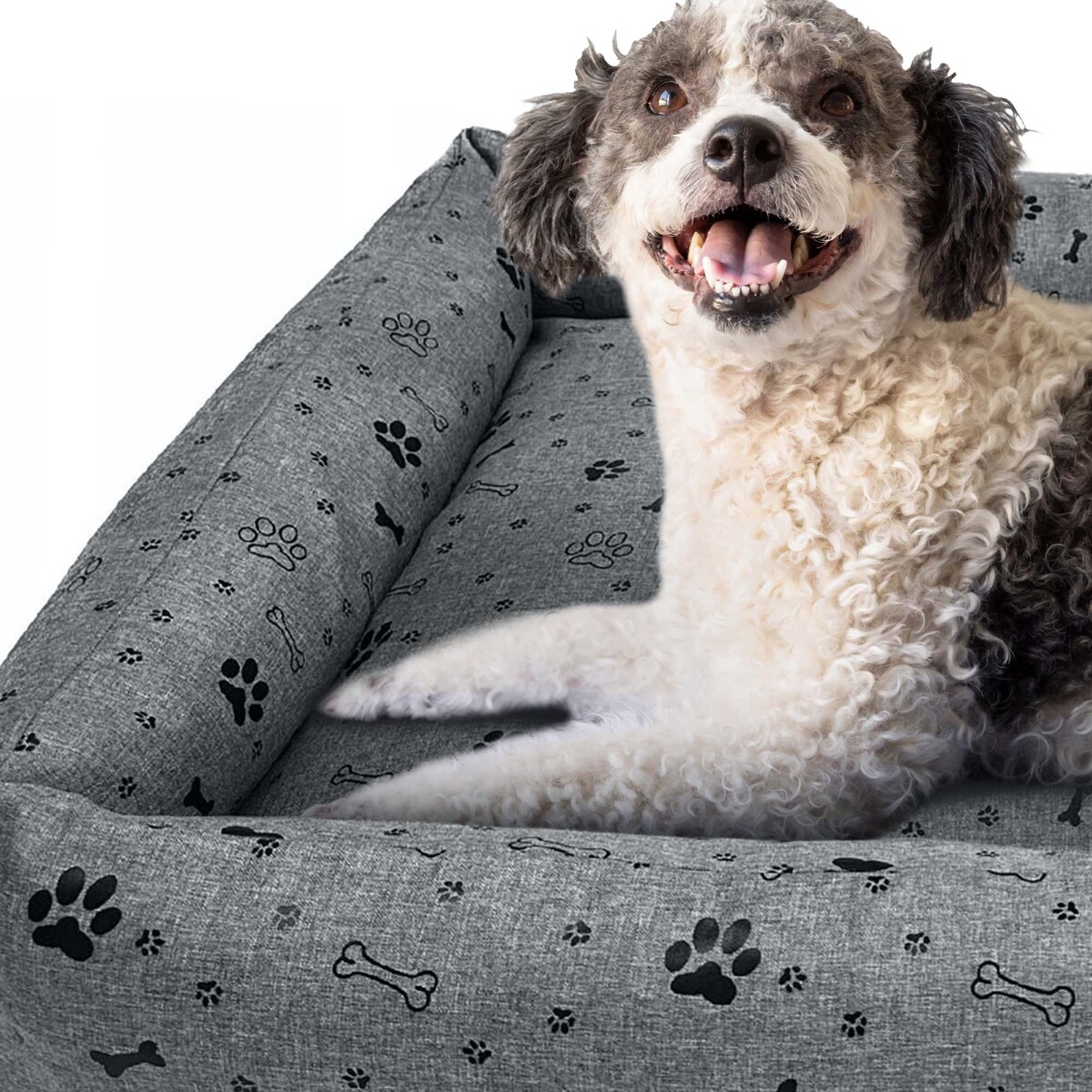Legowisko Dla Psa Kanapa Posłanie 75X65 Cm Wodoodporne Poduszki Pikowane Kość Czarna