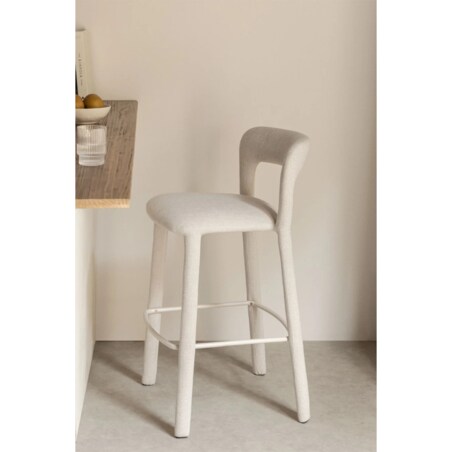 Krzesło barowe tapicerowane, brudna biel, Brussells ↑75 cm