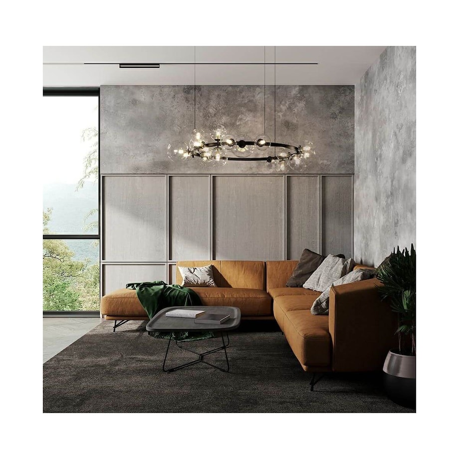 Okrągła lampa wisząca Alure szklane bąbelki ring czarny