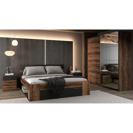 Szafka nocna BETA 3S dąb monastery/czarna