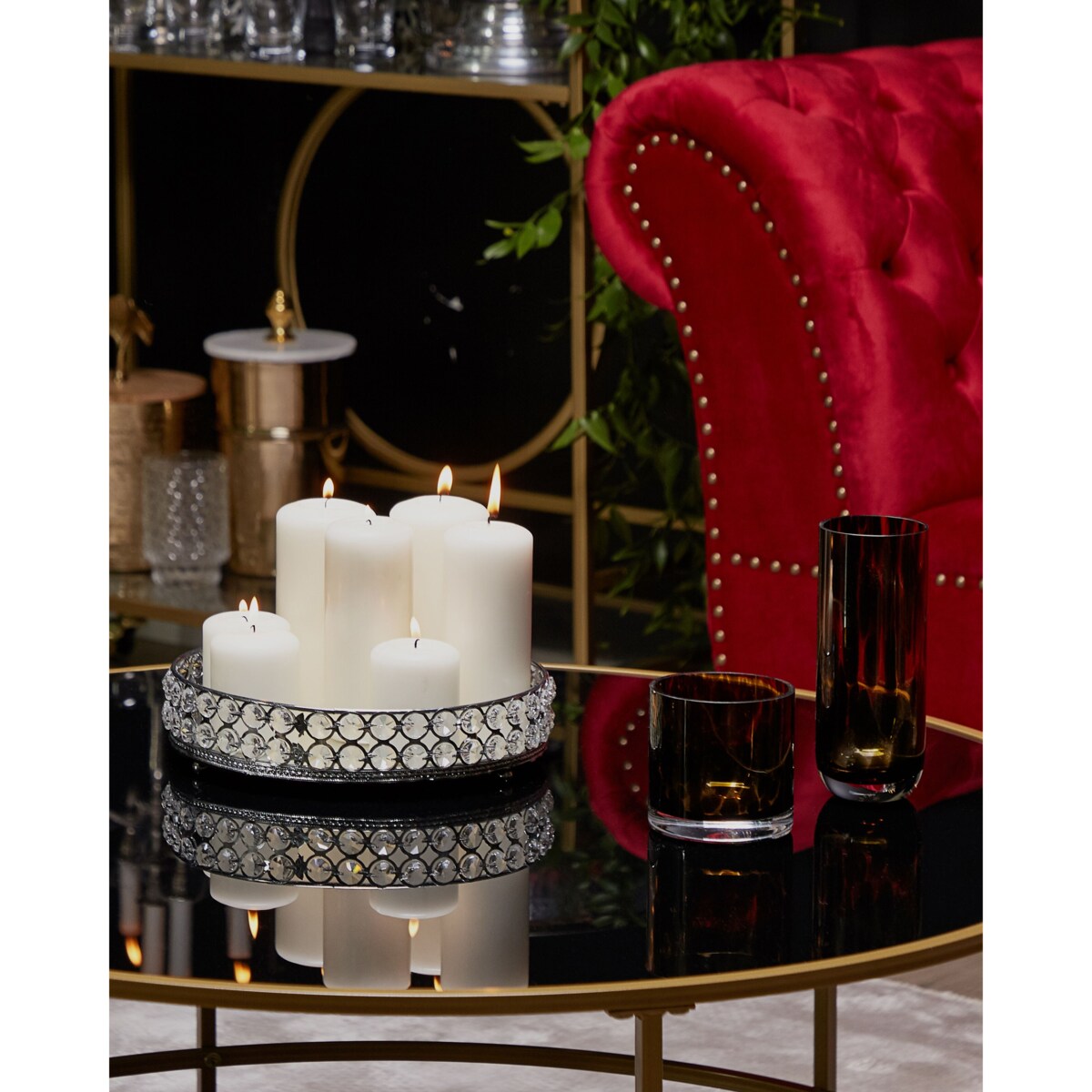 Taca dekoracyjna lustrzana okrągła srebrna VATAN