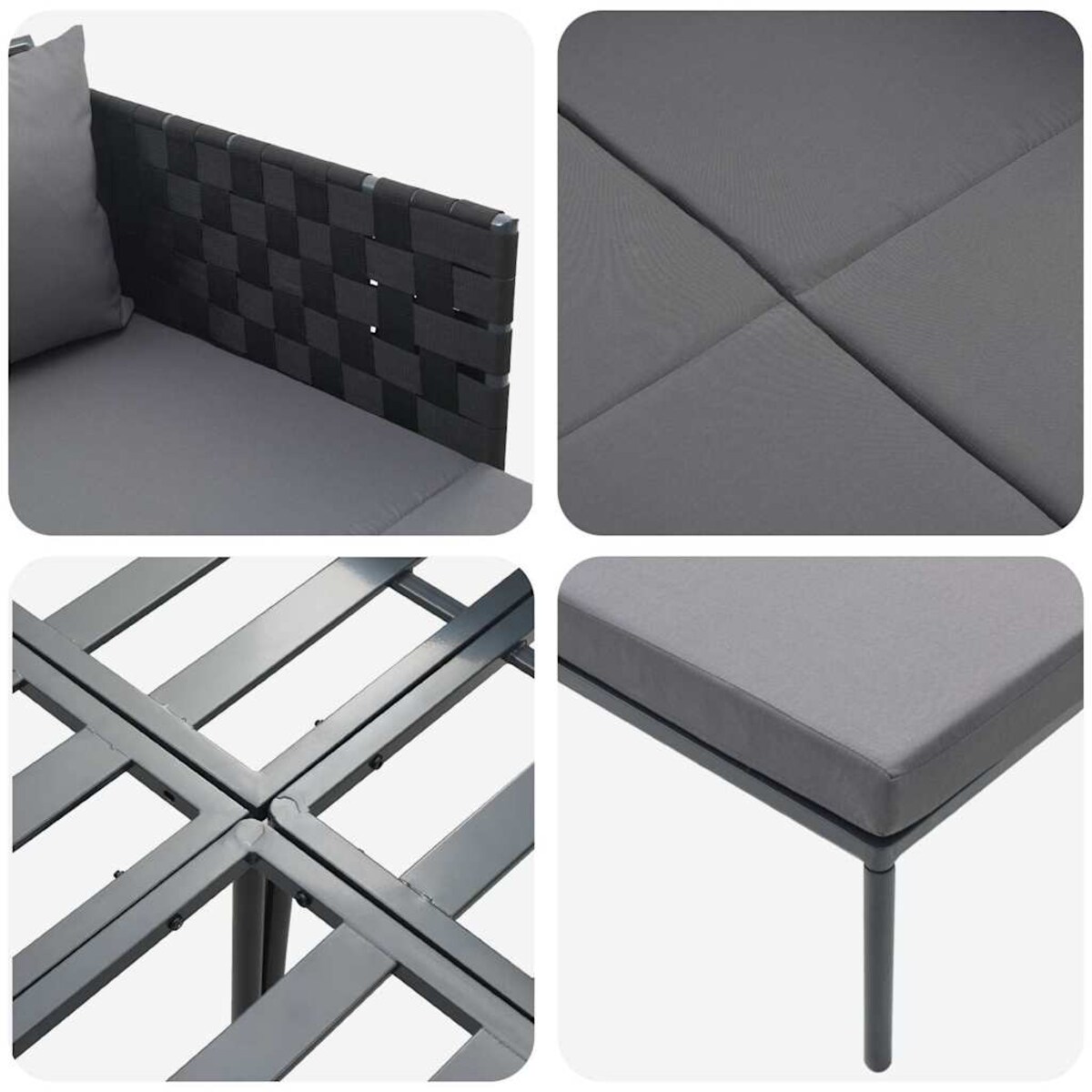 vidaXL Leżak z poduszką 2-osoba Antracyt 115 x 153 x 69.5cm Stal