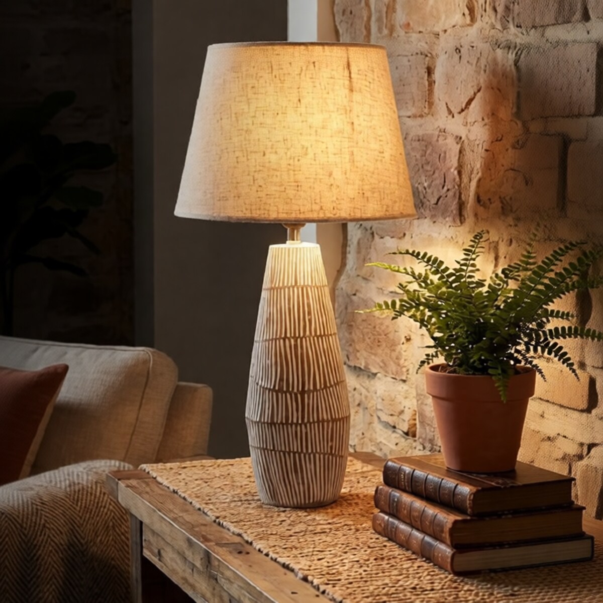 Lampa stołowa Hanoi, kolor wielokolorowy, żywica syntetyczna, żelazo i tkanina, 35 x 35 x 69,5 cm, 1 x E27, max. 40 W, styl nowoczesny, Mauro Ferretti