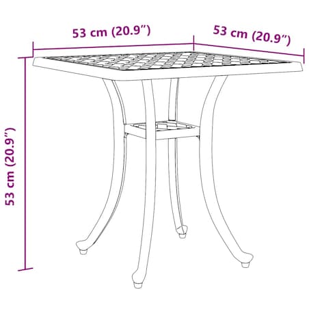 vidaXL Stolik ogrodowy, czarny, 53x53x53 cm, odlewane aluminium
