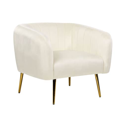 Fotel welurowy kremowy beżowy LACONIA