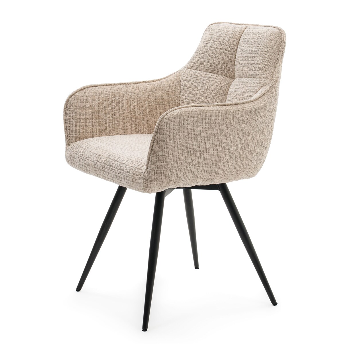 Krzesło tapicerowane obrotowe szenilowe do salonu QUATTRO jasnobeżowe