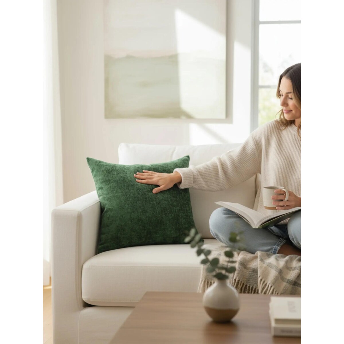 Ciemnozielona poduszka dekoracyjna 50x50 Heaven Butelkowa Zieleń