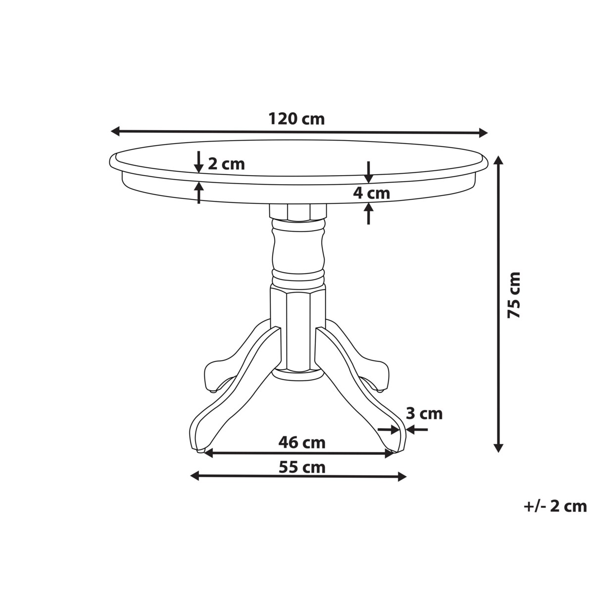 Stół do jadalni okrągły 120 cm czarny AKRON