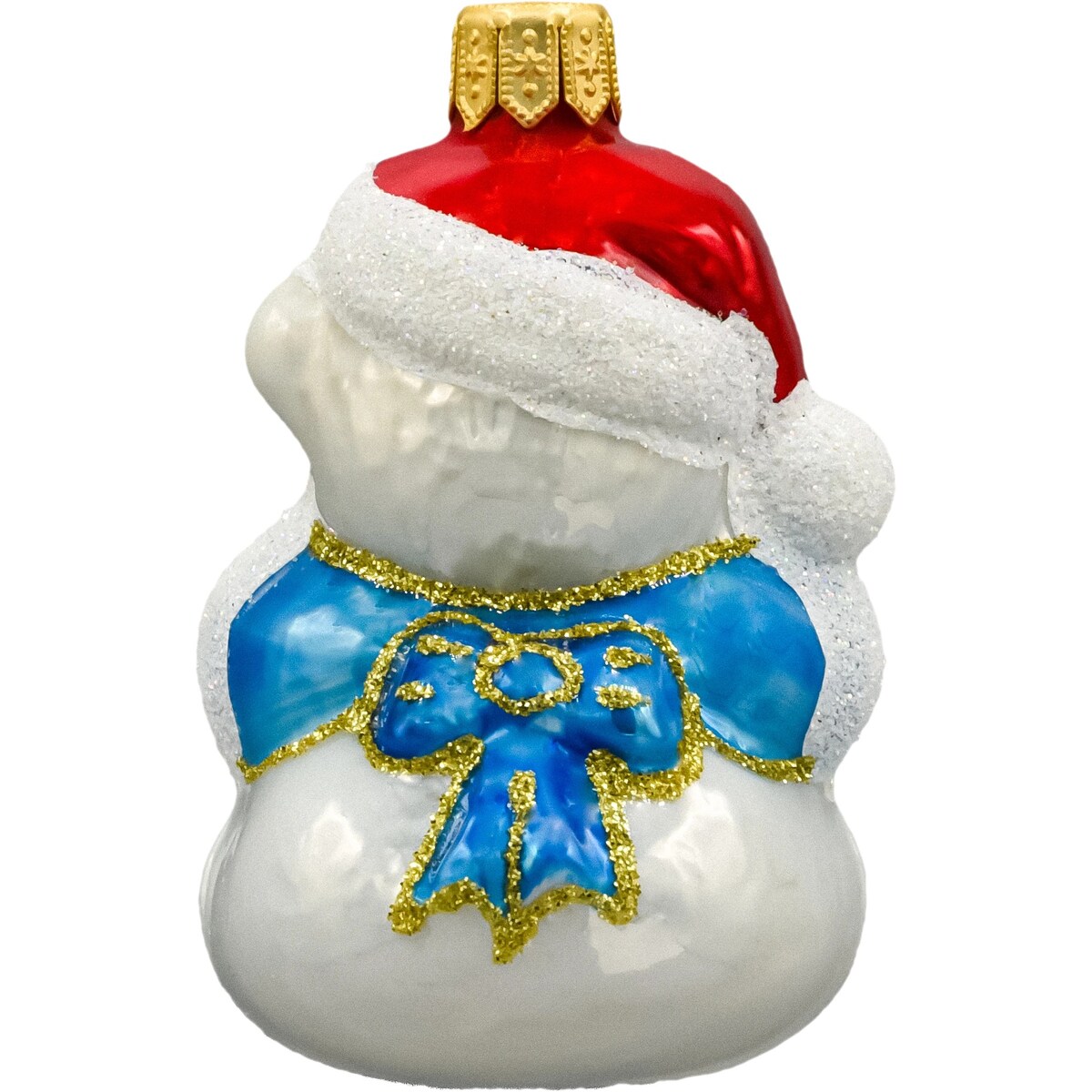 Bombka choinkowa: Miś polarny w czapce Świętego Mikołaja z sercem