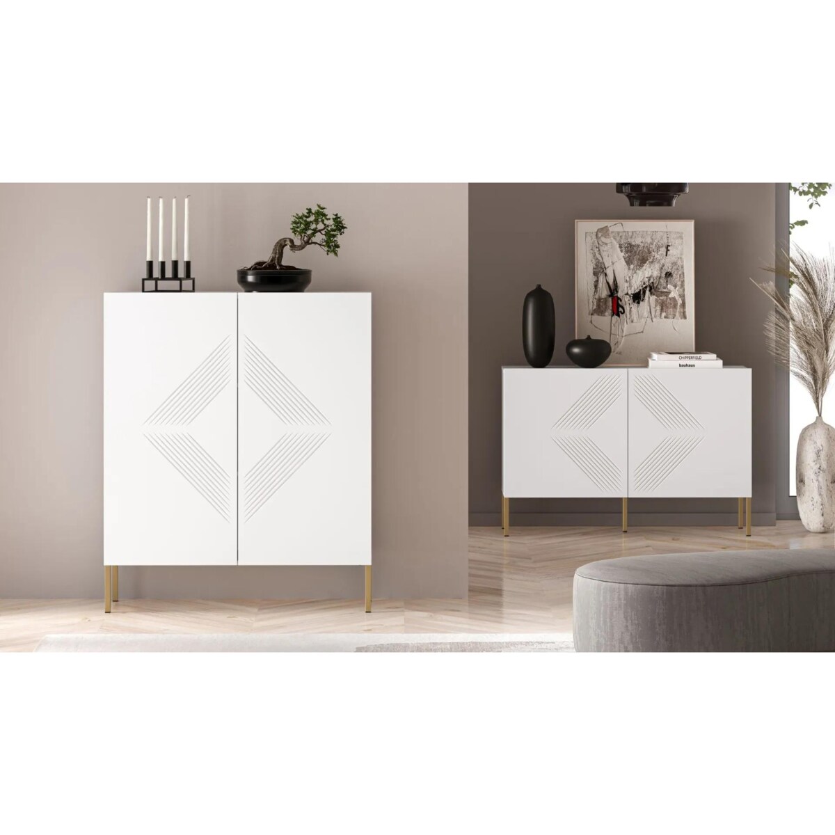 Komoda wysoka KLARA 100 2D biały mat