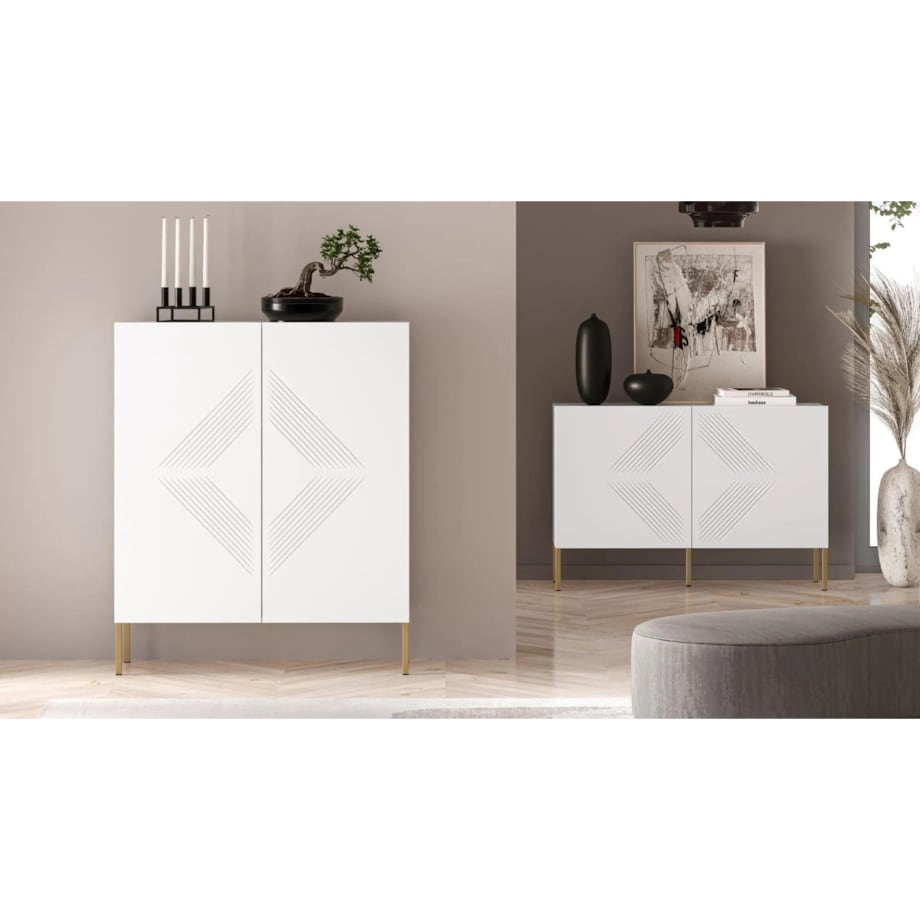 Komoda wysoka KLARA 100 2D biały mat