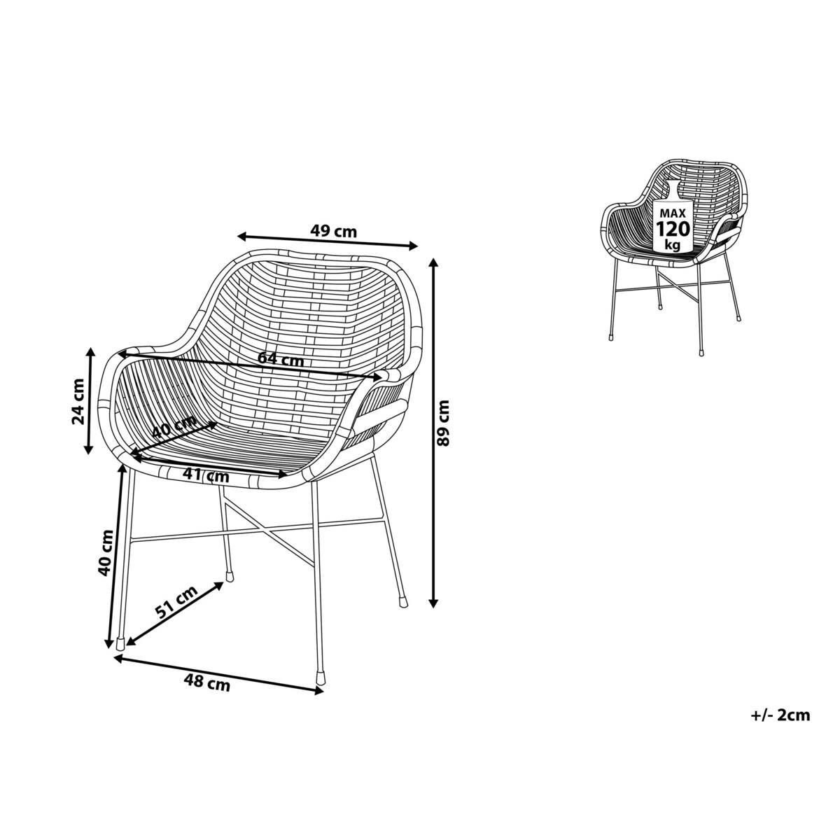 Krzesło rattanowe brązowe CANORA