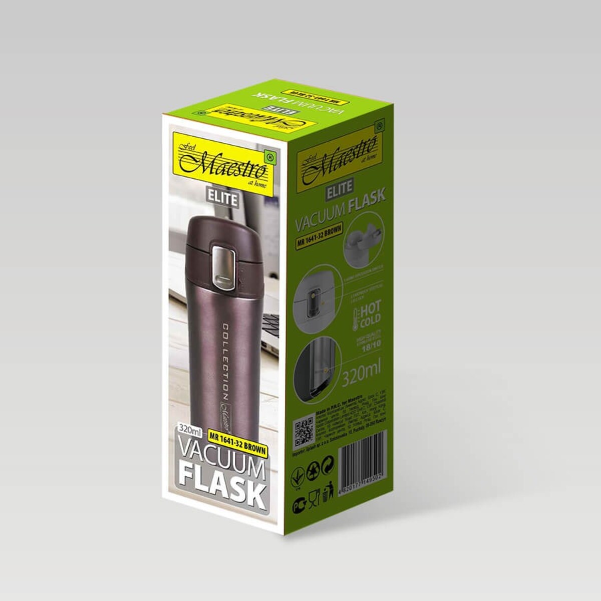 Kubek termiczny na kawę do kawy 320ml brązowy MAESTRO MR-1641-32-BROWN