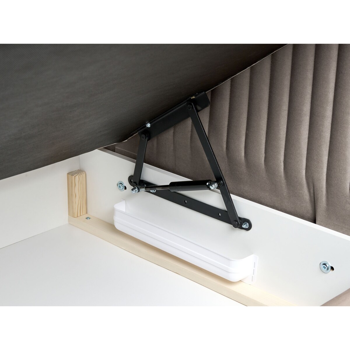 Łóżko kontynentalne z pojemnikiem Welur DAME 160 x 200 cm Beżowoszary