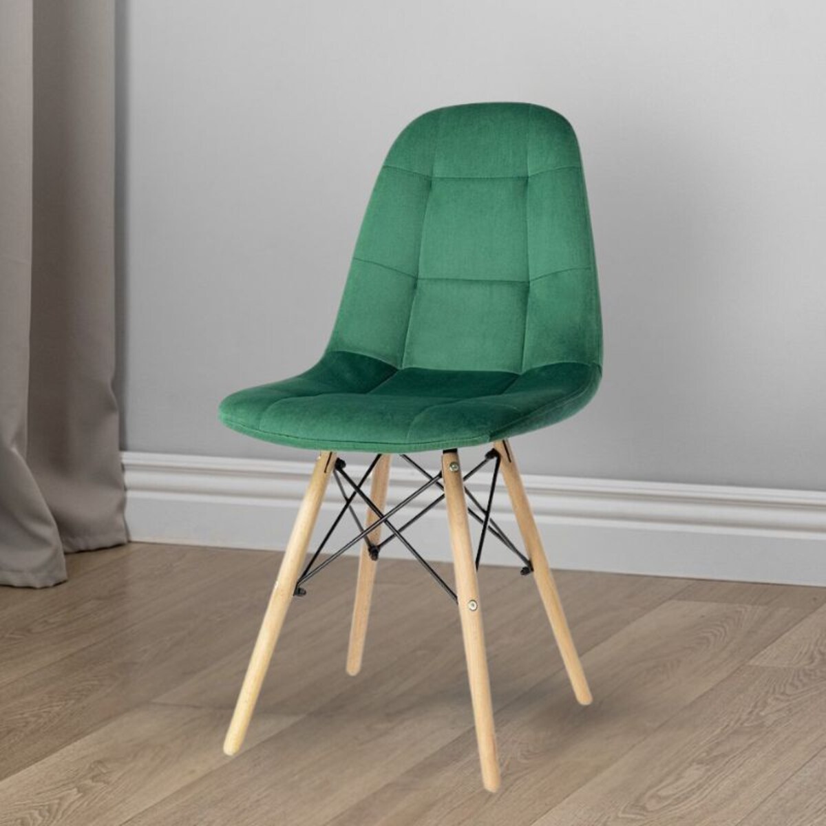 Krzesło Tapicerowane Welurowe Do Jadalni Salonu Pikowane Skandynawskie