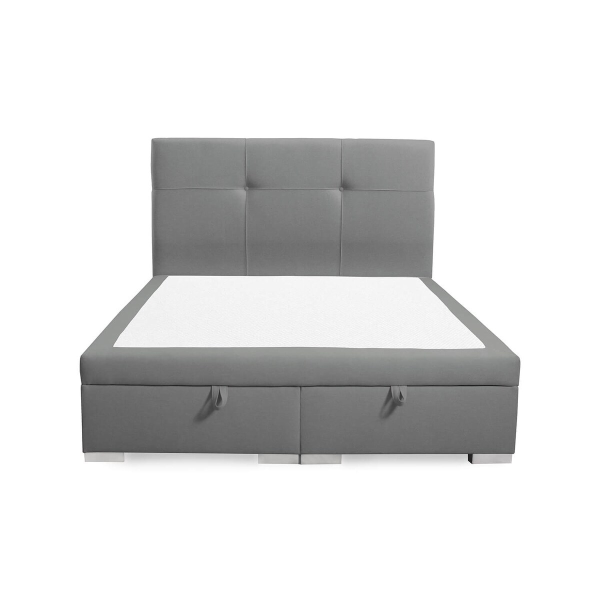 Łóżko tapicerowane BEHATI 140x200 z pojemnikiem, Szary, tkanina Megan 365