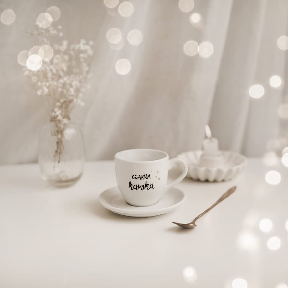 Filiżanka 100 ml espresso ze spodkiem - Czarna kawka
