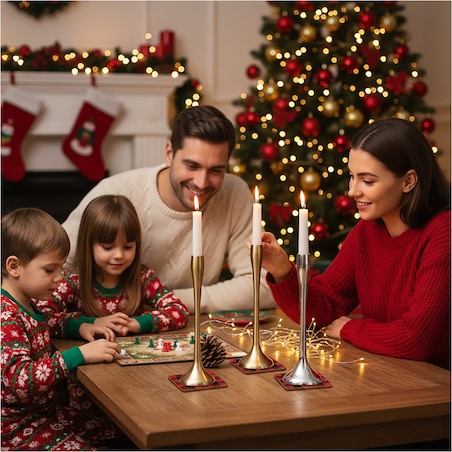 Świecznik Metalowy Pojedynczy Na Świecę Świeczki Świąteczny Glamour 31 cm