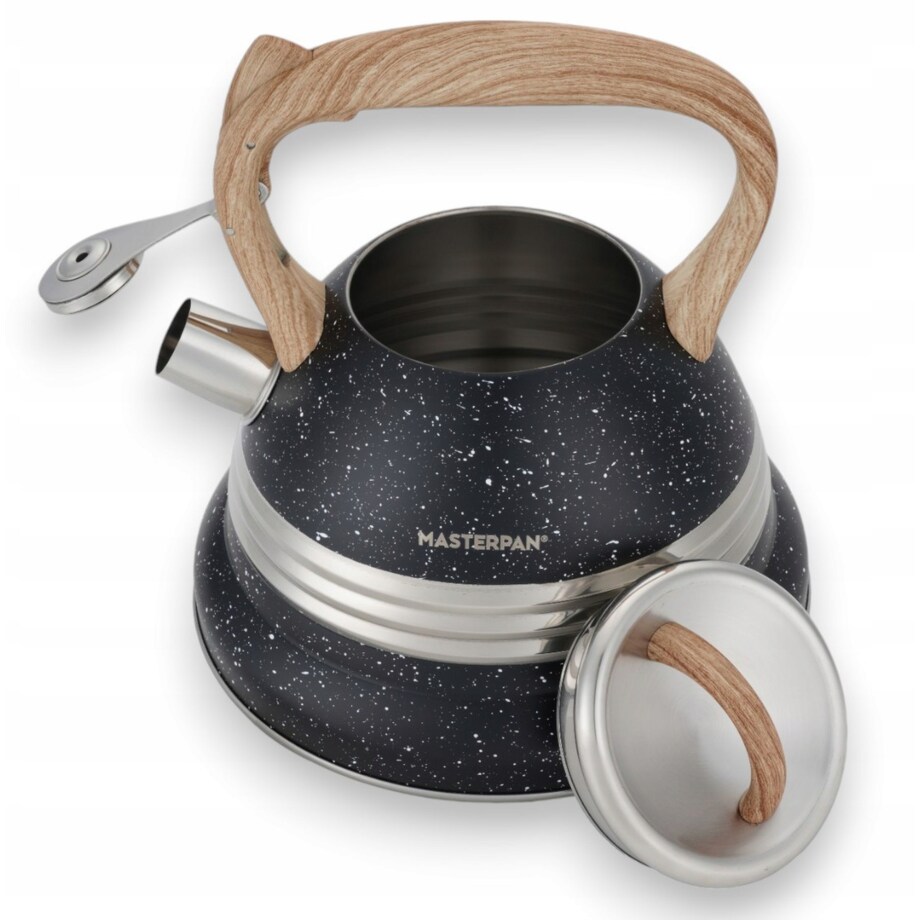 Duży Czarny Marmurkowy Czajnik Z Gwizdkiem Stalowy 3L Na Indukcję Gaz