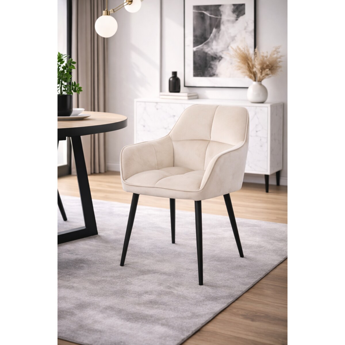 Krzesło kaszmirowe ELIOR welurowe tapicerowane do salonu jadalni