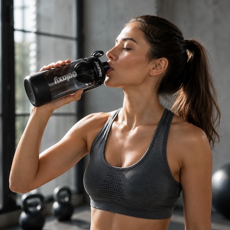 Butelka na wodę z uchwytem, sportowy bidon z miarką 800ML GALAXY czarny, BD71CZ