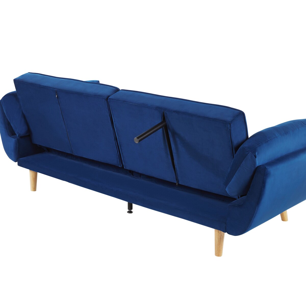 Sofa rozkładana welurowa niebieska ASBY